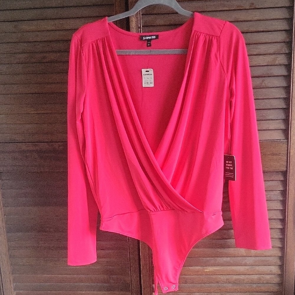 Express Pink Women's Wrap Top